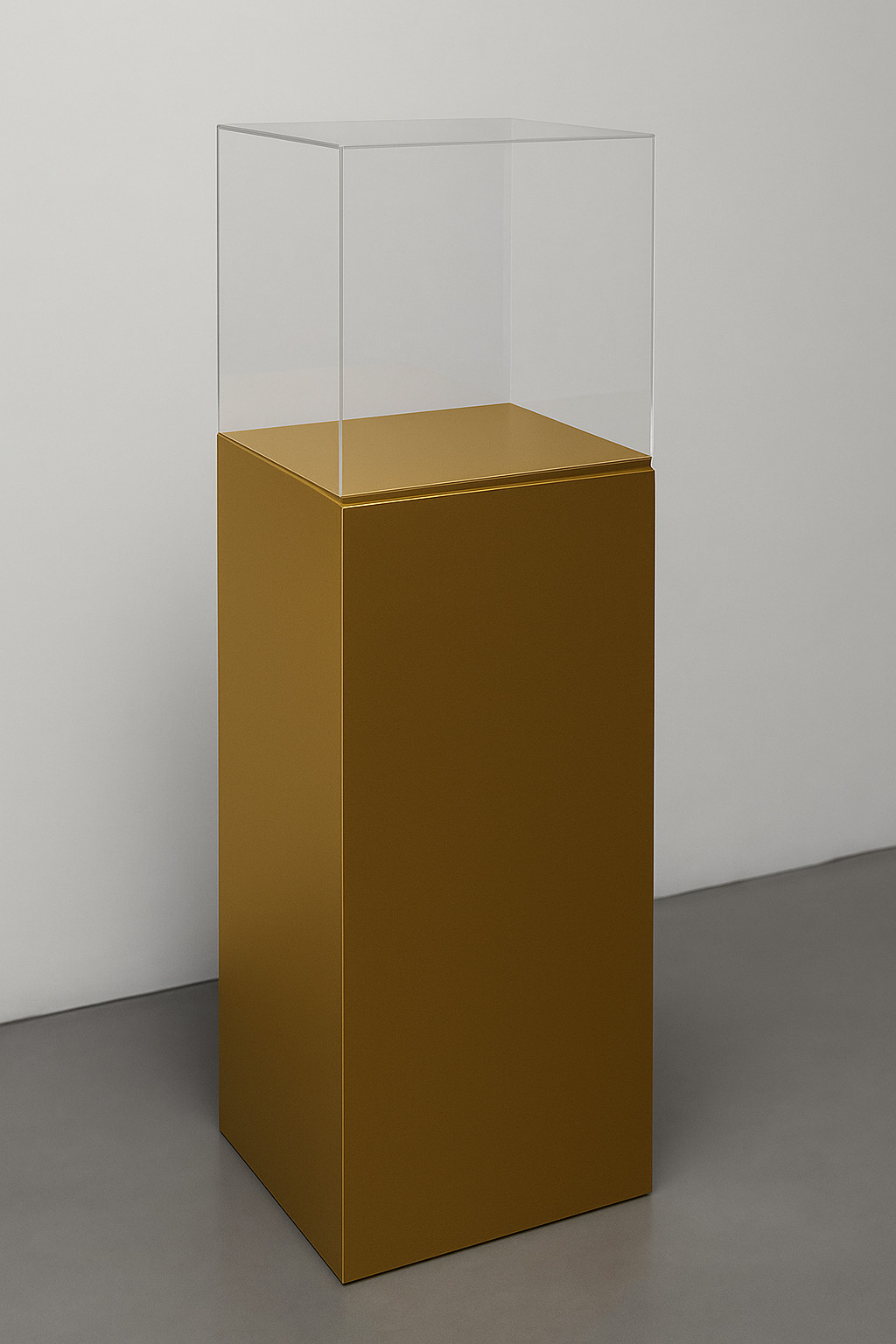 colonna laccato colore oro con teca in plexiglass